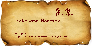 Heckenast Nanetta névjegykártya